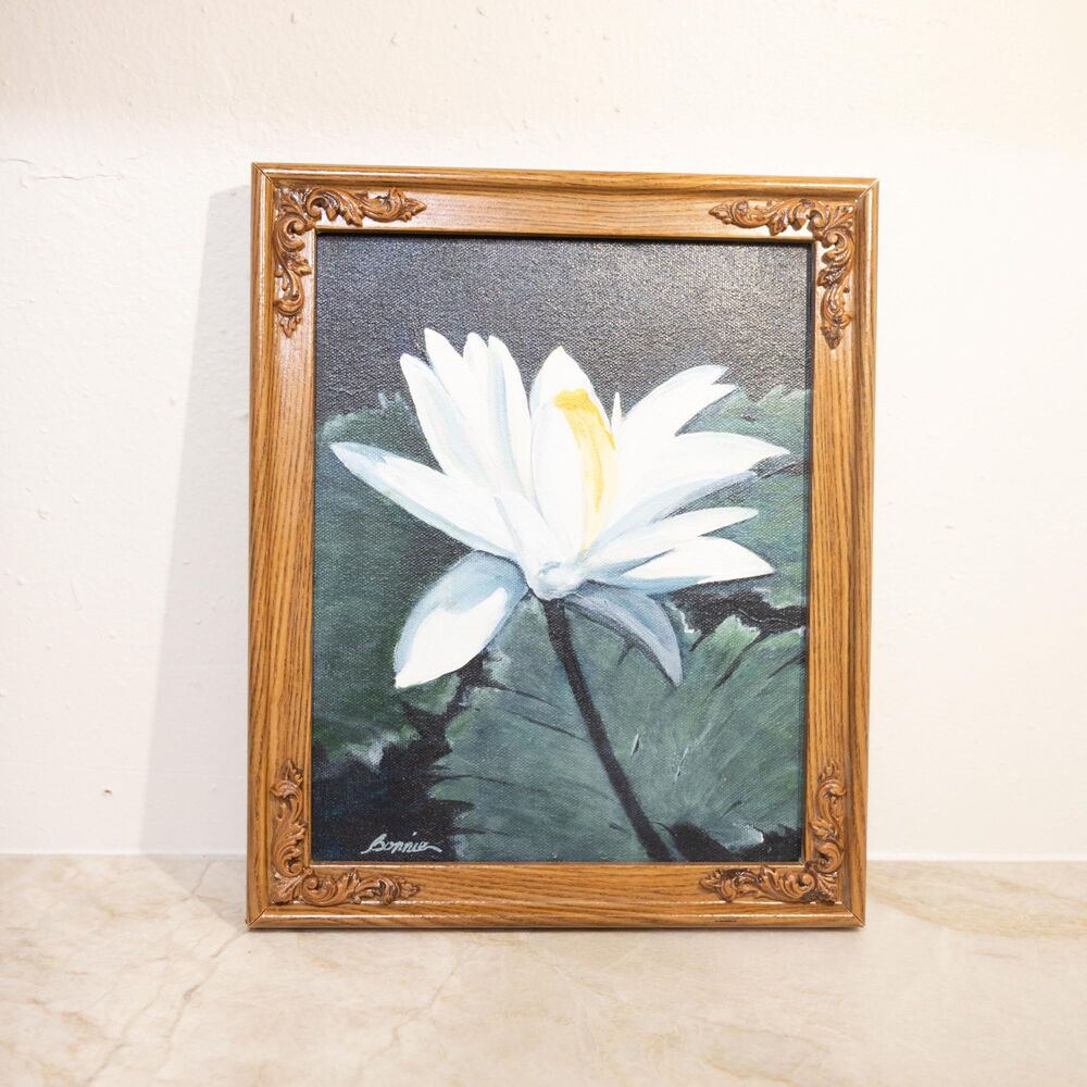 Vintage Signed Original Water Lily Painting
